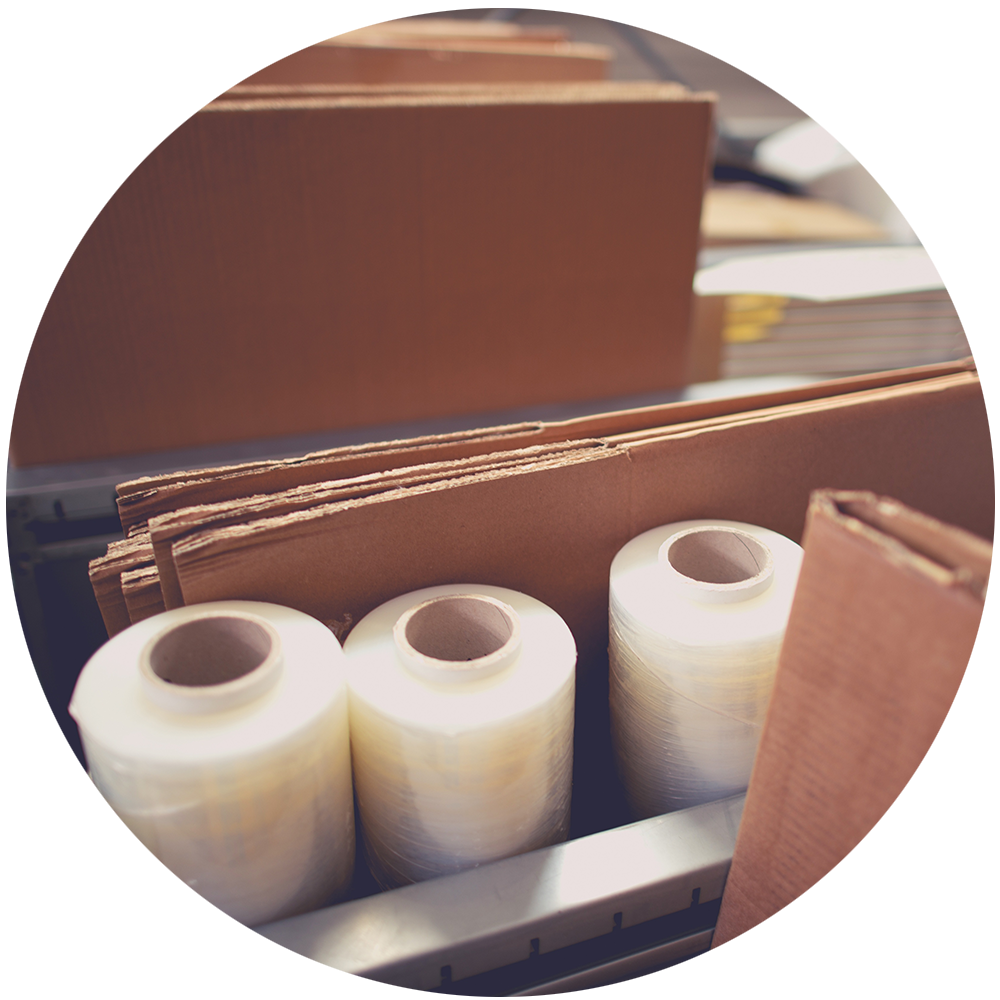 Tape and cardboard boxes used for packing supplies 