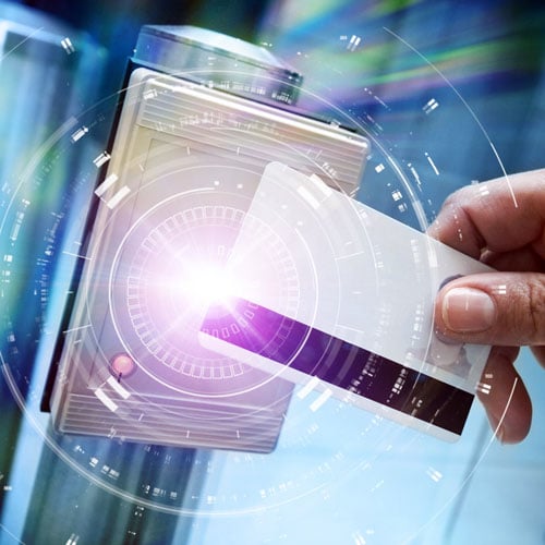 Person swiping self-expiring security badge