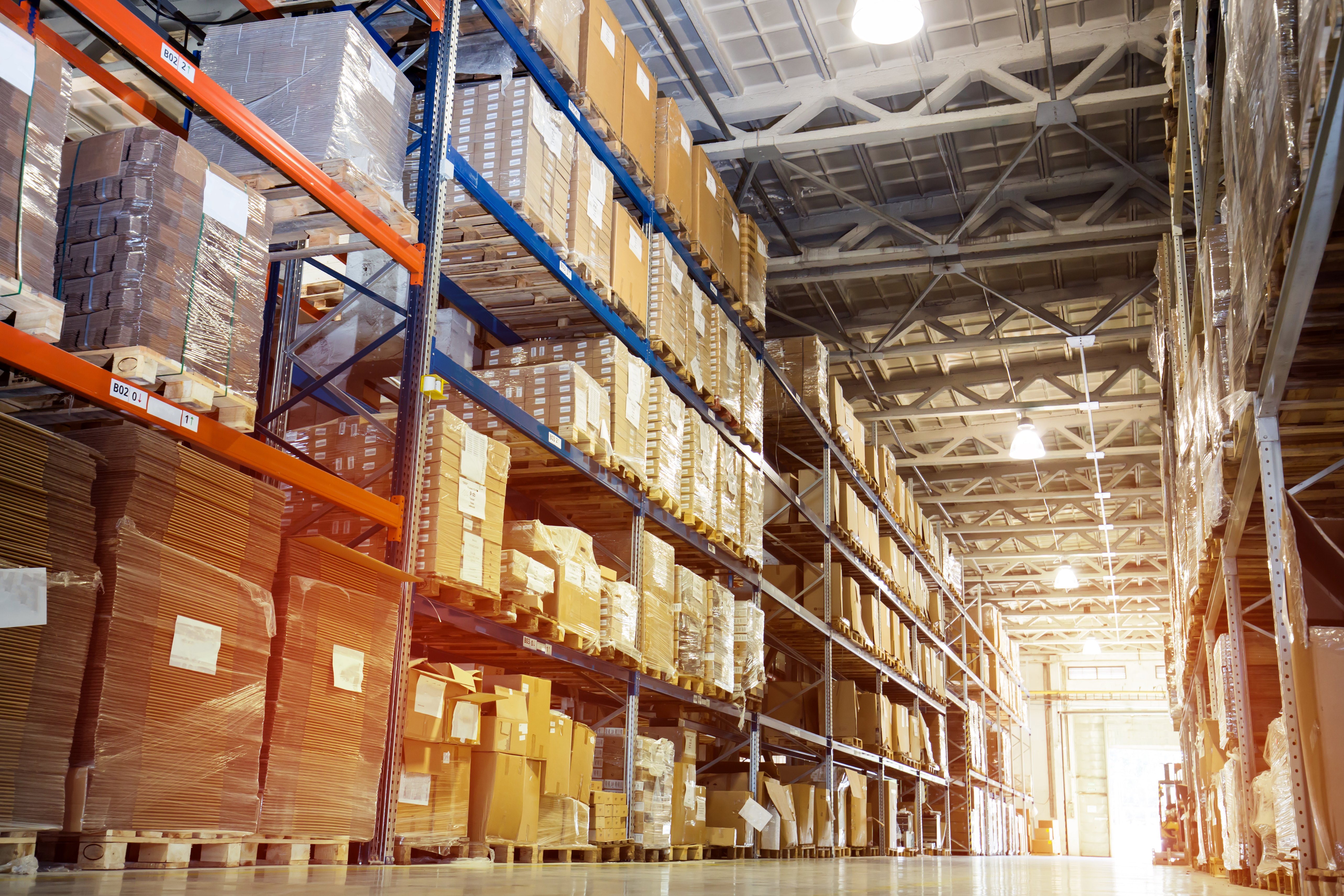 Image of warehouse shelves with boxes and labels