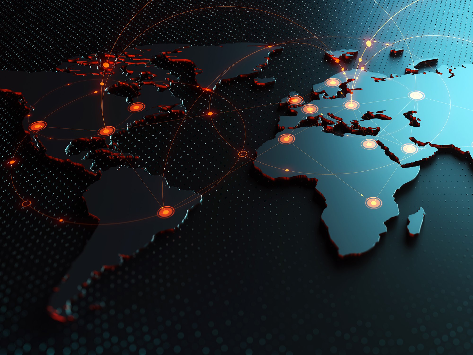 Stylized image of the world representing AIDC, interconnectedness, and the supply chain